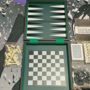 Green and Black Chess and Backgammon Set
